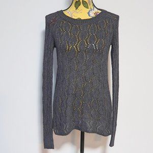 DKNY Gray Crochet Pullover Sweater Small